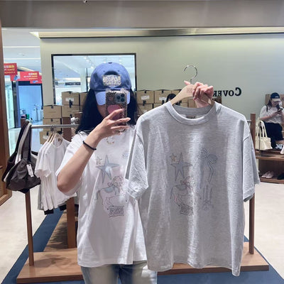 韓國 Marithe Francois Girbaud W Unicorn Graphic Oversized Tee【MD286】