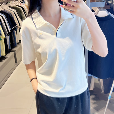 韓國 National Geographic Women's Modified Pique Short Sleeve Collared T-shirt【NG987】