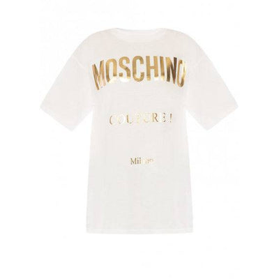 【現貨】Moschino 燙金純文字 Logo 寬鬆版短袖 Tee【MO037】