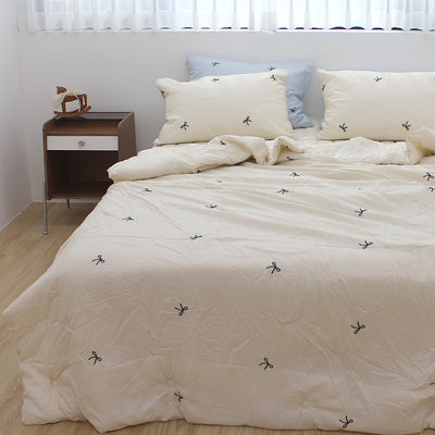 韓國 浪滿六月法式蝴蝶刺繡結莫代爾(無花邊)【SM1365】