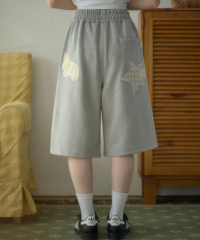 韓國 Ambler Angel Star Patch Bermuda Pants Bermuda Single-Pleat Sweat Shorts【AR189】