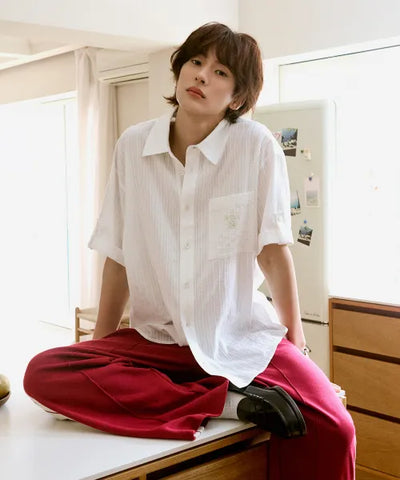 韓國 Satur Rolled-up Half Shirt【SR401】
