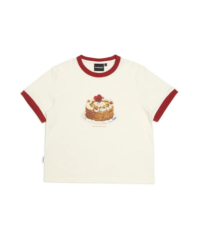 韓國 Mark Gonzales Women's Cake Ringer Crop Short Sleeve T-shirt【MG348】