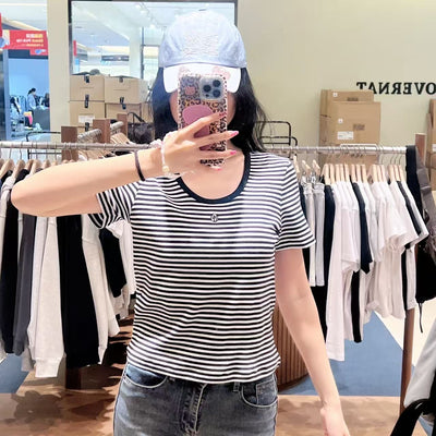 韓國 Marithe Francois Girbaud W Deep Neck Ringer Tee【MD245】