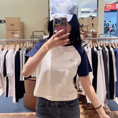 韓國 Marithe Francois Girbaud W Small Regular Logo Raglan Crop Tee【MD237】