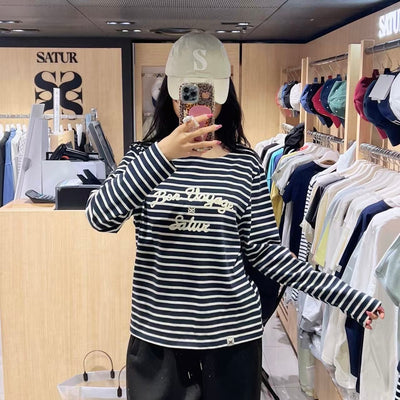 韓國 Satur (W) Bon Voyage Border Long Sleeve【SR332】