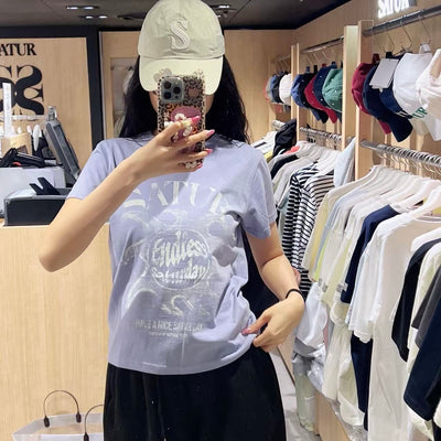 韓國 Satur (W) Sun Retro Graphic T-Shirt 【SR334】