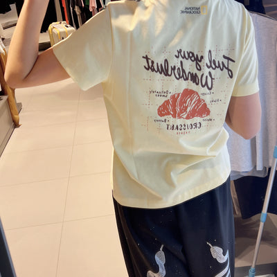 韓國 National Geographic Women's OB'S Croissant Graphic Basic Fit Short Sleeve T-shirt【NG982】