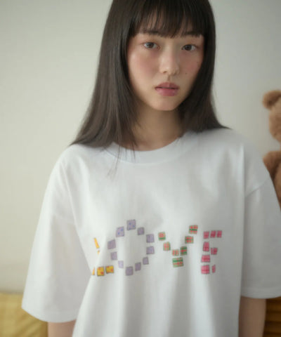 韓國 Ambler Crayon Love Graphic Short Sleeve T-shirt【AR180】