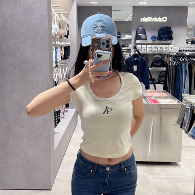 韓國 Calvin Klein Women's Monologo Scoop Baby Tee【SC308】