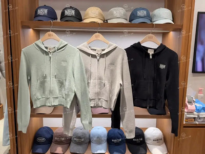 韓國 Marithe Francois Girbaud W Small Classic Logo Crop Knit Hoodie Zipup【MD091】