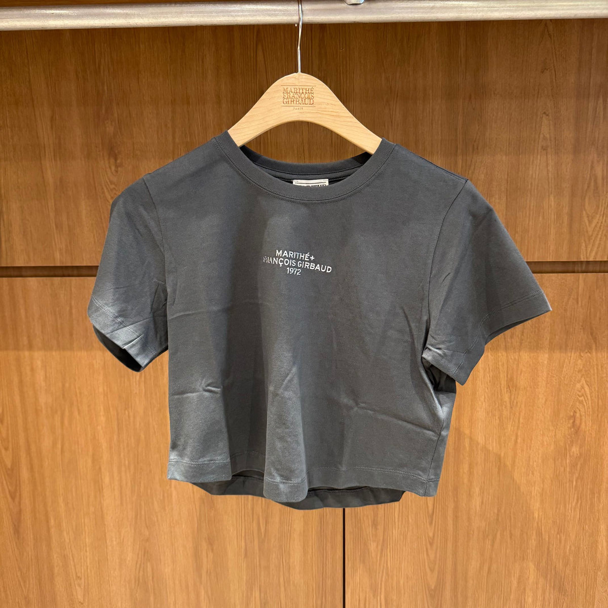 韓國 Marithe Francois Girbaud W Silver Lettering Crop Tee【MD303】