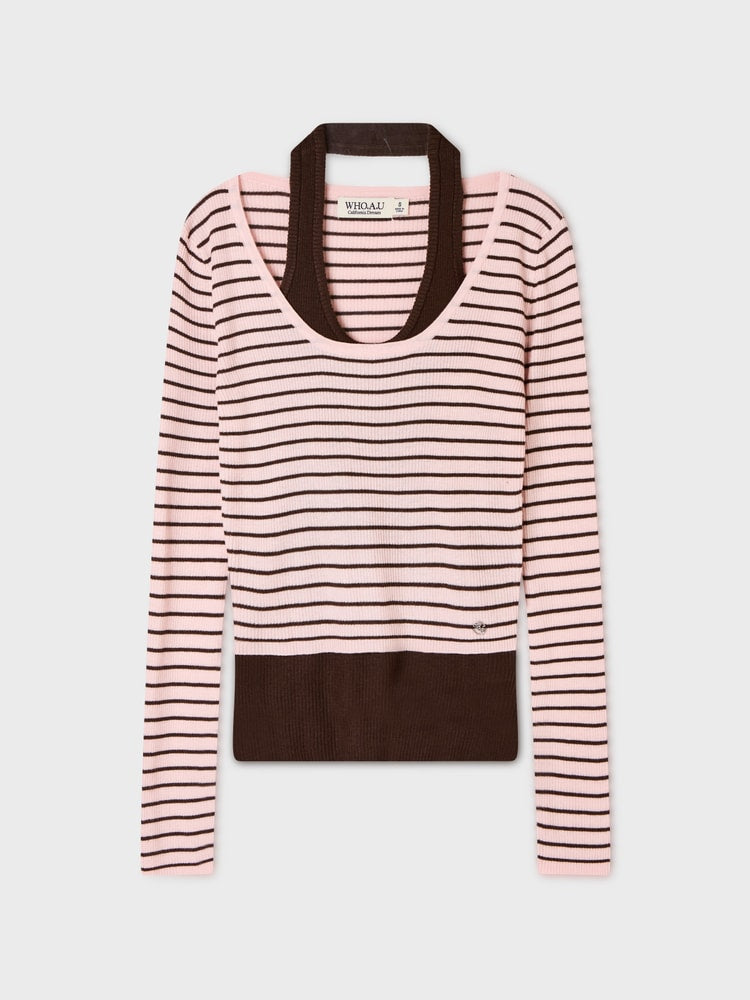 韓國 WhoAU Halterneck Layered Pullover【WA081】