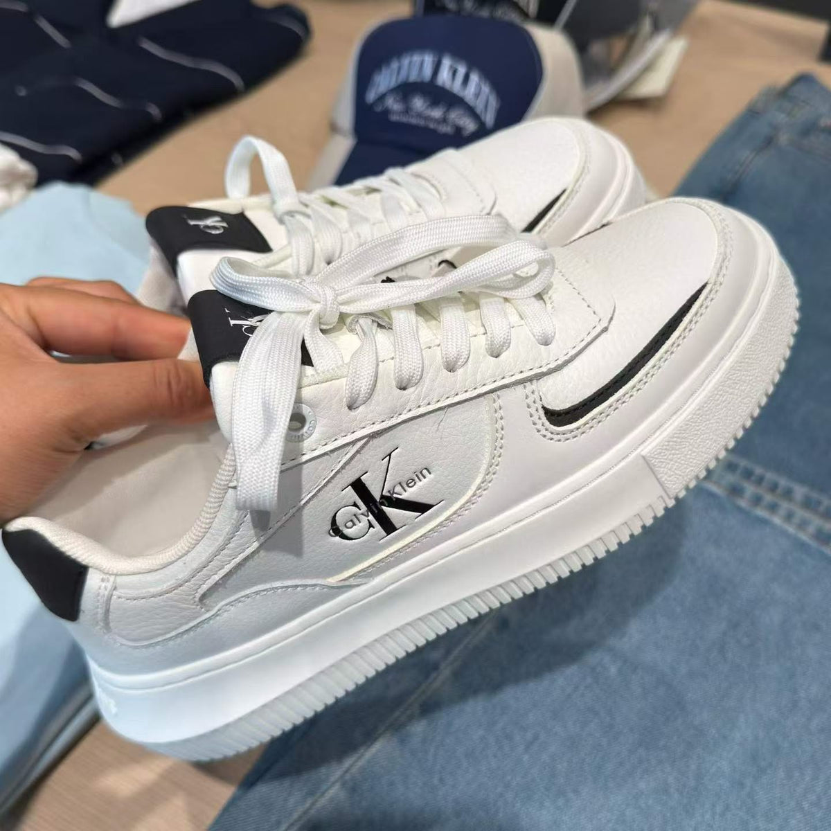 韓國 Calvin Klein 皮革厚底休閒鞋【SM2531】