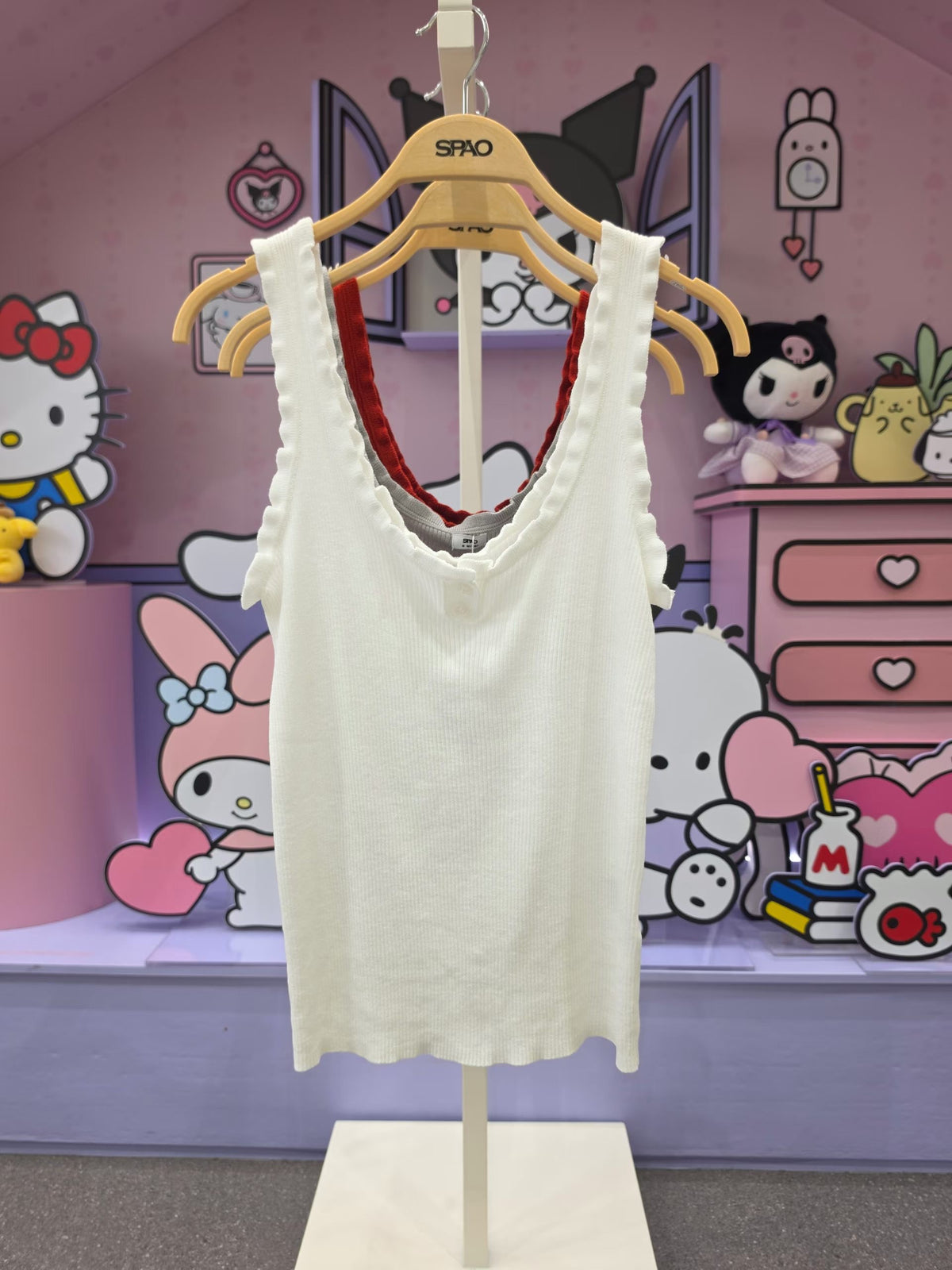 韓國 SPAO Scallop Henley Neck Sleeveless【SP457】