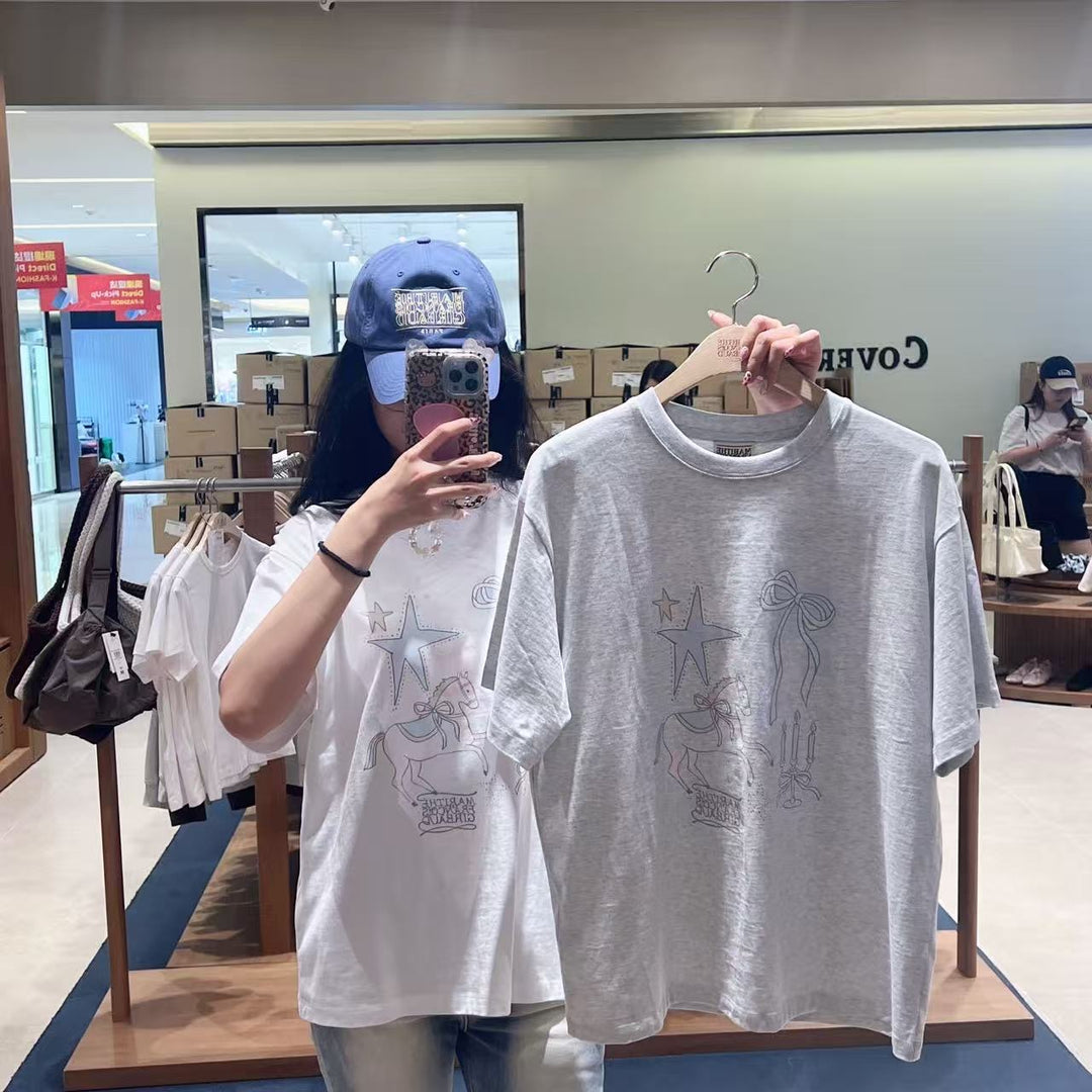韓國 Marithe Francois Girbaud W Unicorn Graphic Oversized Tee【MD286】