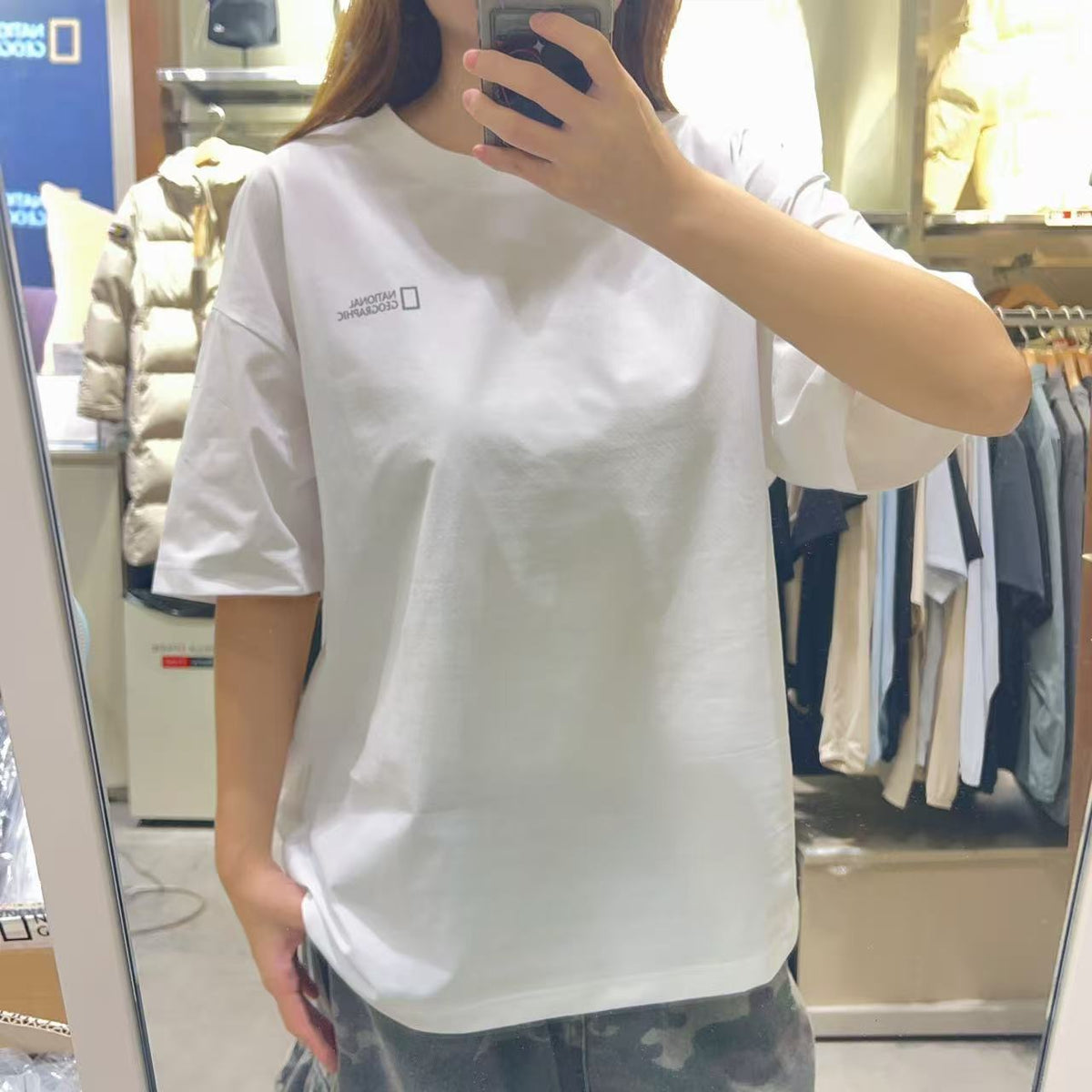 韓國 National Geographic 男女同款 Kraz Semi-Overfit Short Sleeve T-shirt【NG871】