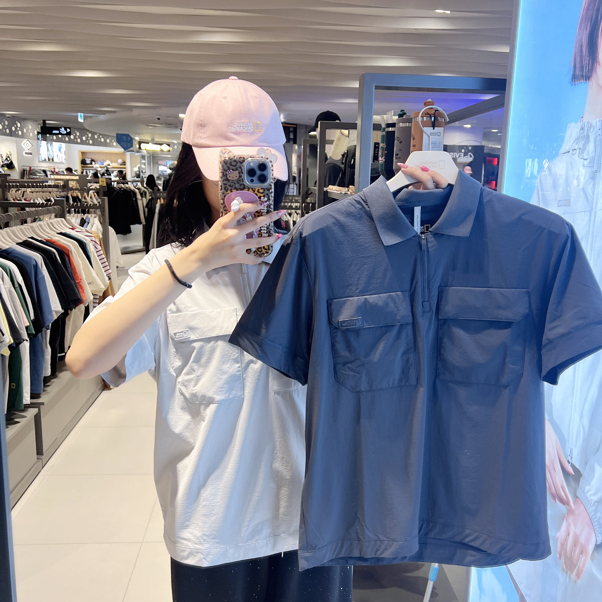 韓國 National Geographic Air Secker Half-Zip Short Sleeve Collared Shirt【NG951】