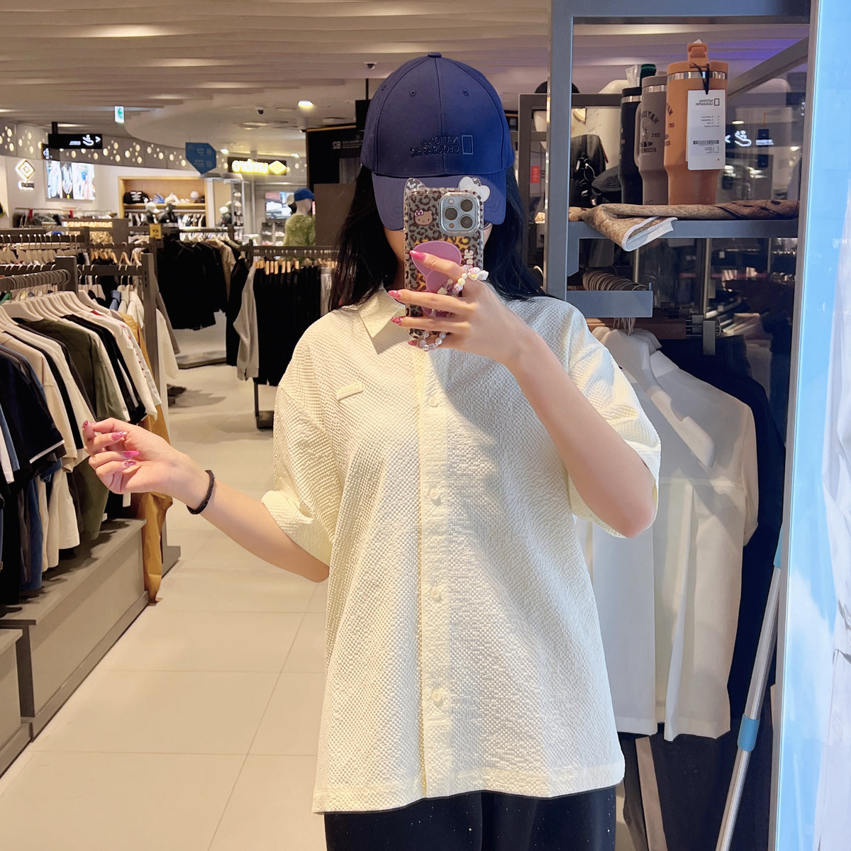 韓國 National Geographic Women's Seersucker Oversized Cover-up Shirt【NG989】