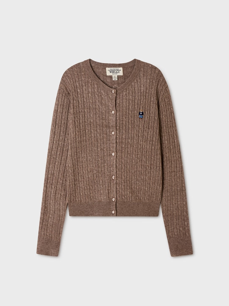 韓國 WhoAU Steve High Gauge Wool Cable Cardigan【WA092】