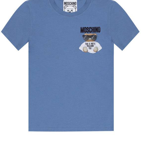【現貨】Moschino 刺繡墨鏡熊仔短袖 Tee (藍色)【MO033】
