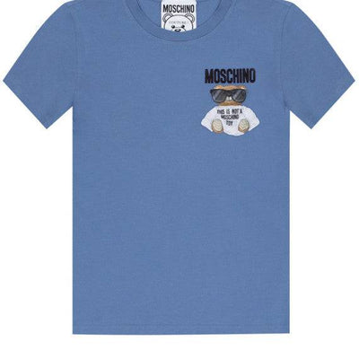 【現貨】Moschino 刺繡墨鏡熊仔短袖 Tee (藍色)【MO033】
