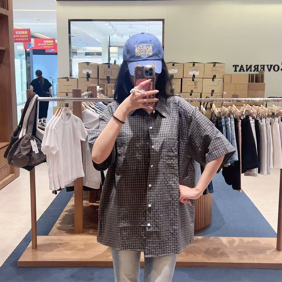 韓國 Marithe Francois Girbaud M Check Half Sleeve Shirt【MD285】