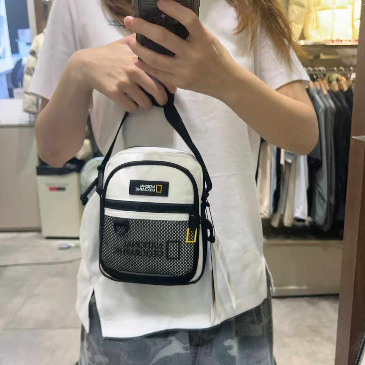 韓國 National Geographic Patchwork Crossbody Bag【NG1026】