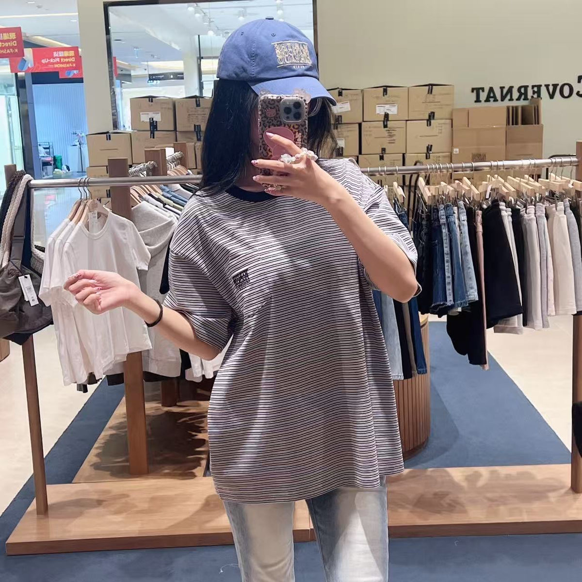 韓國 Marithe Francois Girbaud Small Classic Logo Stripe Ringer Tee【MD283】