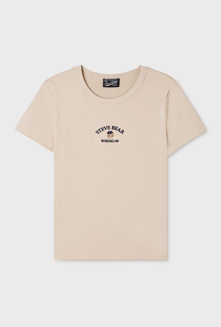 韓國 WhoAU Steve Embroidery Short Sleeve T-shirt【WA376】