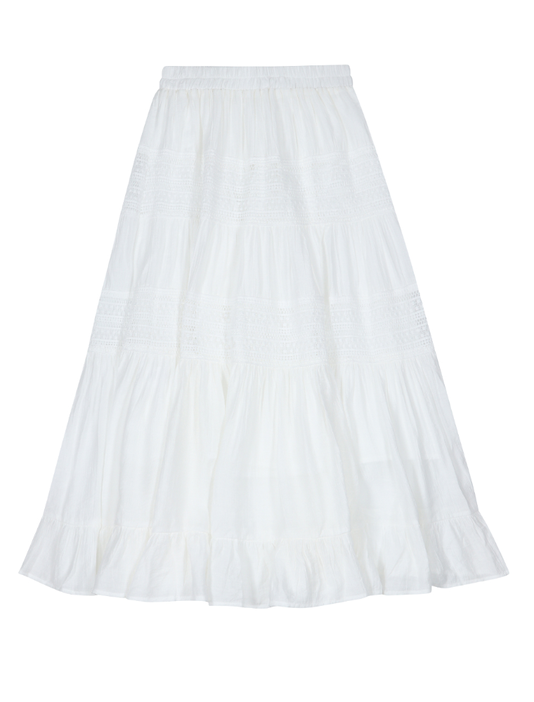 韓國 Marie Claire Banded Lace Long Skirt【SC663】