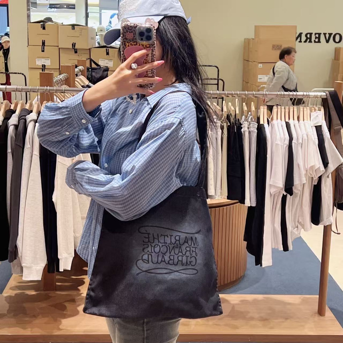 韓國 Marithe Francois Girbaud Drawing Classic Logo Denim Eco Bag【MD090】