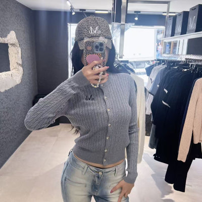 韓國 Mucent Adian Button Crop Knot Cardigan【MU260】