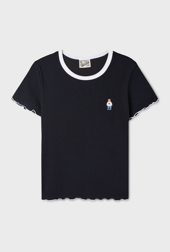 韓國 WhoAU Steve Ribbed Frill T-shirt【WA377】