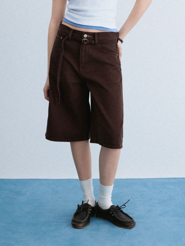 韓國 WhoAU Bermuda Denim Shorts【WA359】
