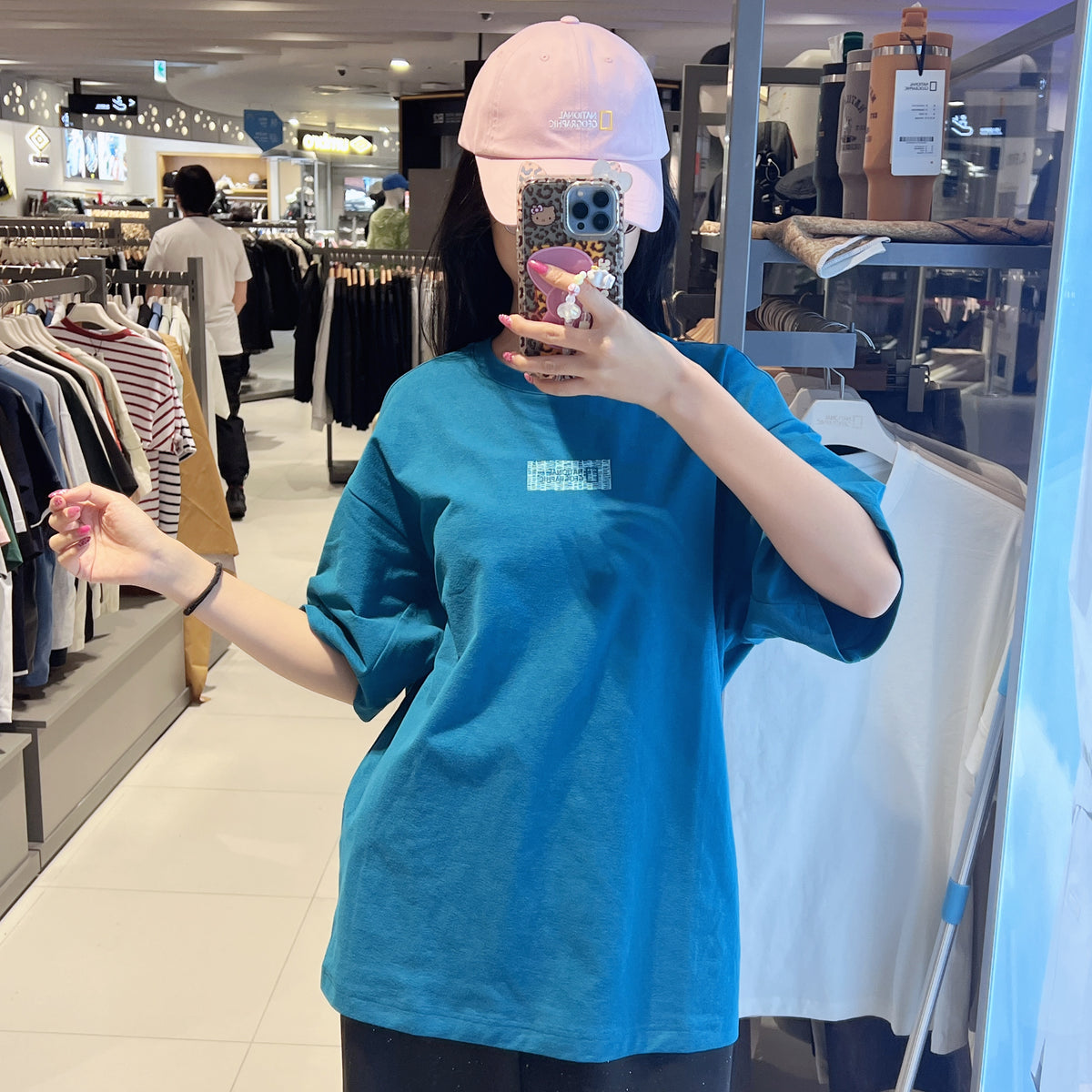 韓國 National Geographic Nature Cooling Logo Semi-Overfit Short Sleeve T-shirt【NG955】