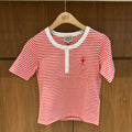 韓國 Marithe Francois Girbaud W Stripe Henley Neck Tee【MD302】