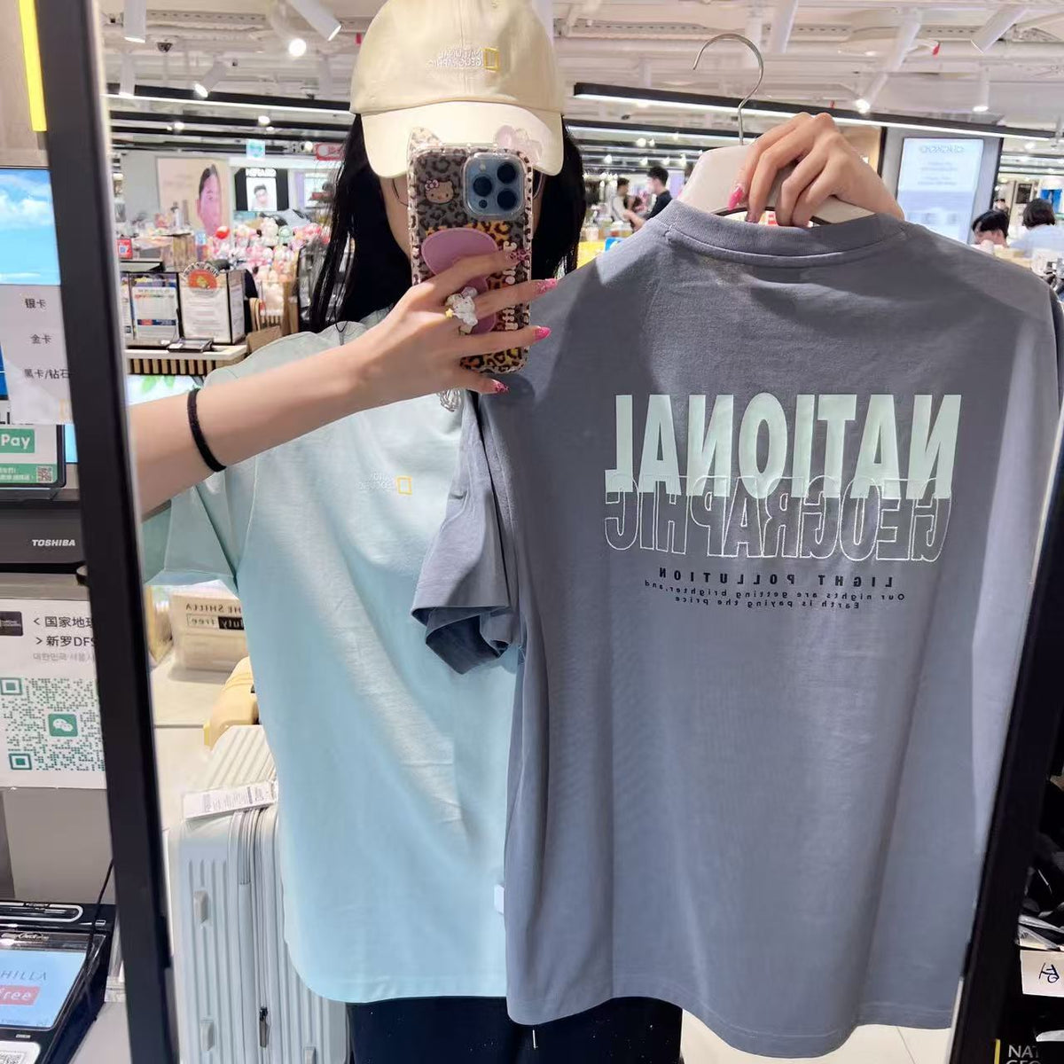 韓國 National Geographic Caster COOLMAX ECO Lettering Graphic Semi-Overfit Short Sleeve T-shirt【NG866】