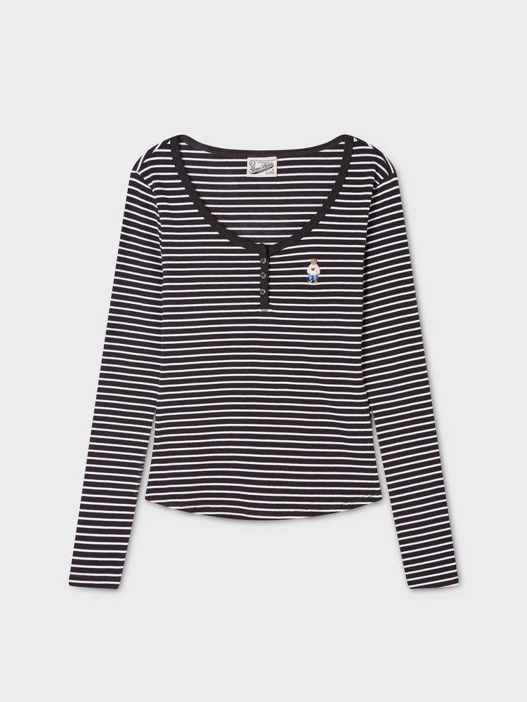 韓國 WhoAU Steve Ribbed Henryneck T-shirt【WA399】