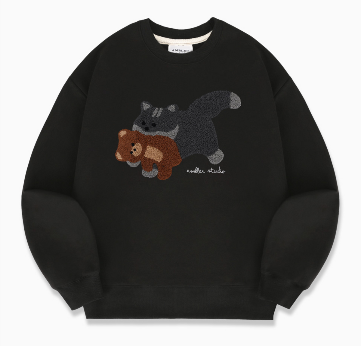 韓國 Ambler Cat Biting Little Bear Sweatshirt【AR036】