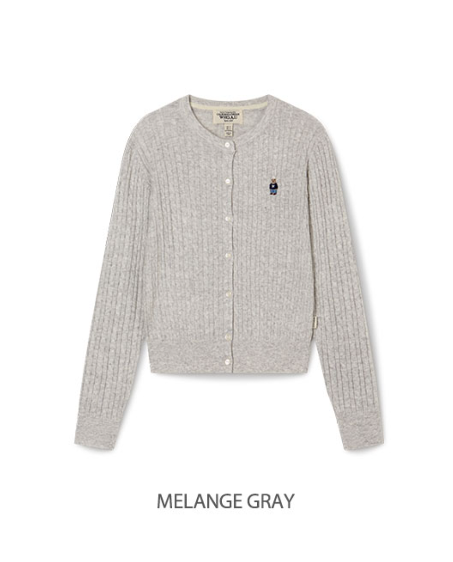 韓國 WhoAU Steve High Gauge Wool Cable Cardigan【WA260】