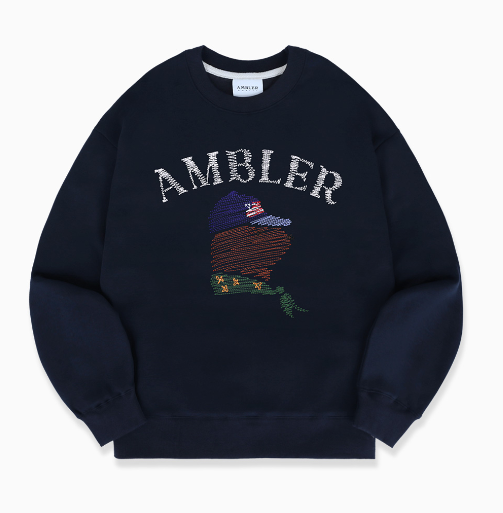 韓國 Ambler Zigzag Embroidered Sweatshirt T-Shirt【AR151】