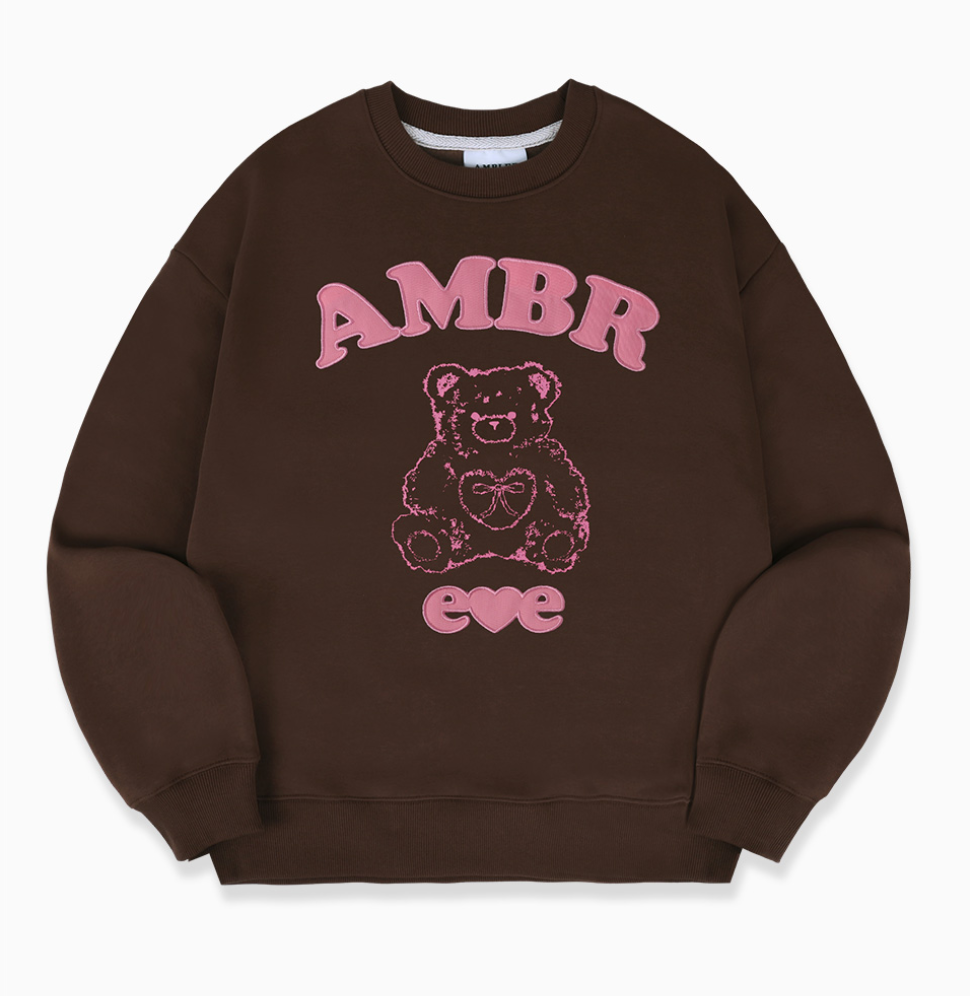 韓國 Ambler Lovely Bear Embroidered Sweatshirt T-shirt【AR155】