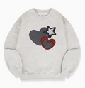 韓國 Ambler MY HEART Applique Embroidery Sweatshirt T-Shirt【AR159】