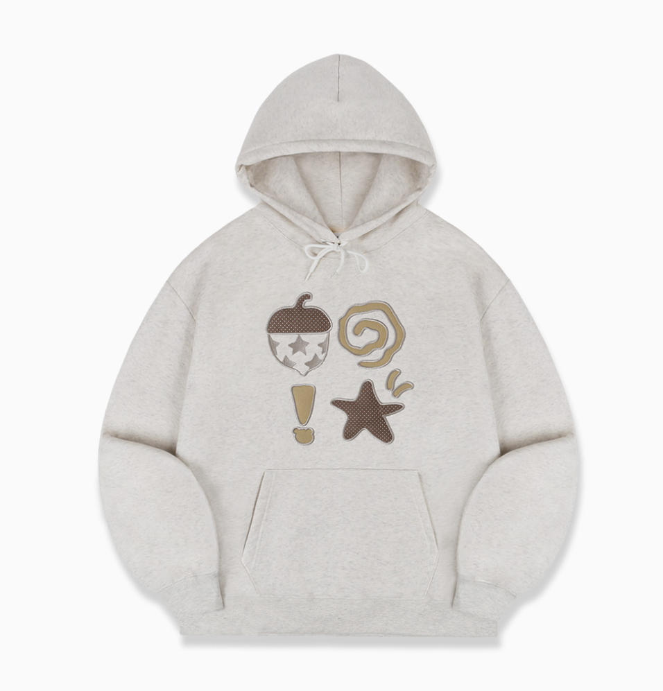 韓國 Ambler Acorn Applique Embroidered Hooded T-Shirt【AR160】