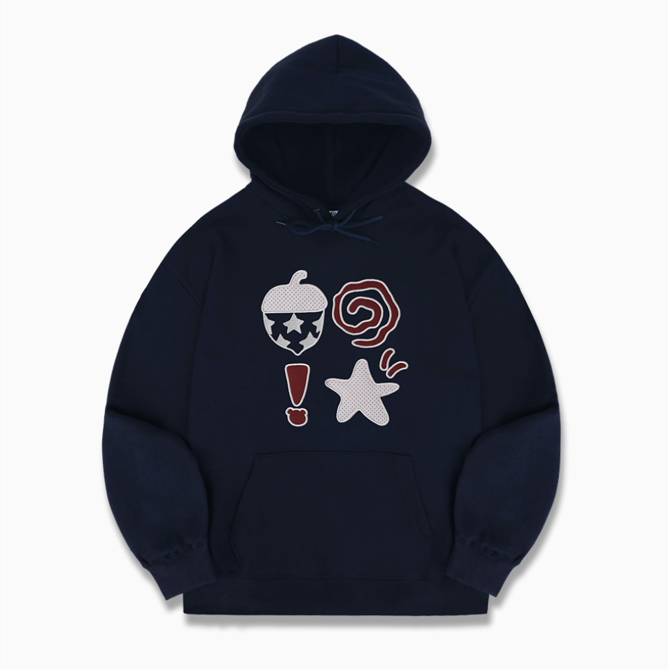 韓國 Ambler Acorn Applique Embroidered Hooded T-Shirt【AR160】