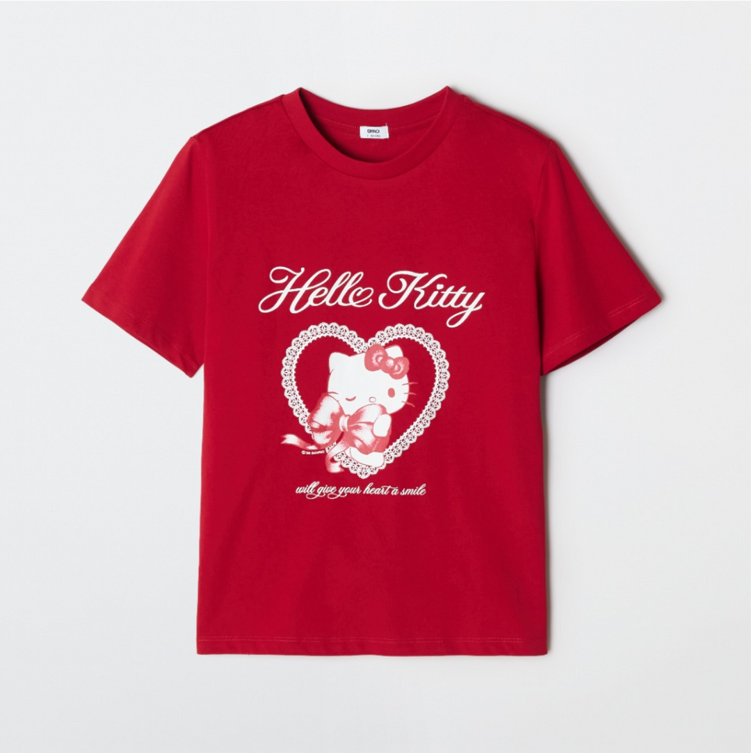 韓國 SPAO Sanrio Characters Semi-cropped Short-Sleeve T-Shirt【SP395】