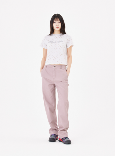 韓國 Mark Gonzales Women's Flower Pattern Crop Short Sleeve T-shirt【MG286】