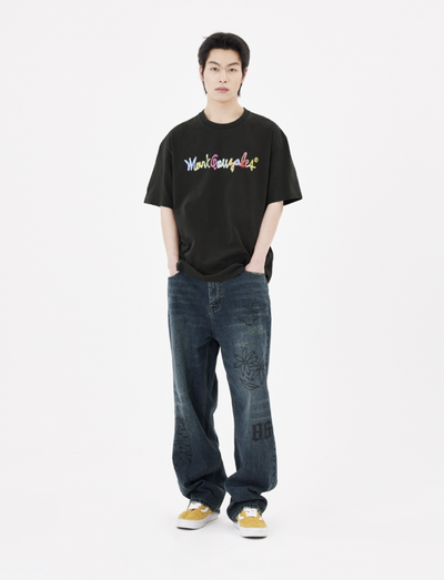 韓國 Mark Gonzales Rainbow Sign Logo Pigment Short Sleeve T-Shirt【MG302】