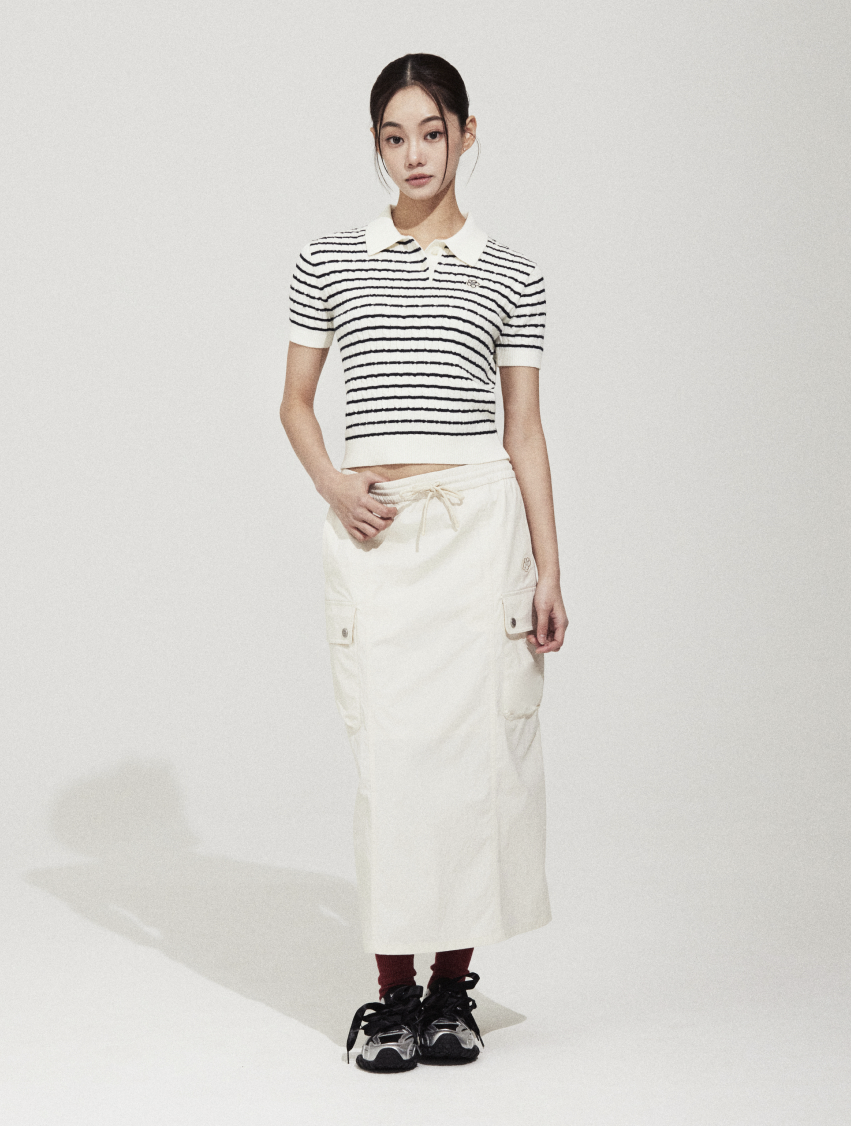 韓國 Wacky Willy Women's Cable Collar Short Sleeve Knit【WW202】